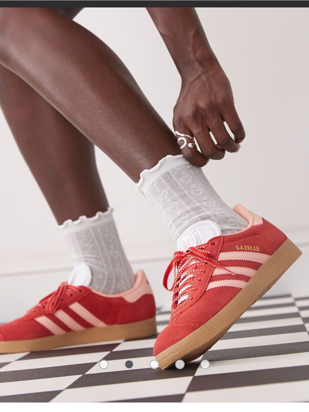 adidas Gazelle Sneakers in Red and Pink with Gum Sole - Picture 3 of 6